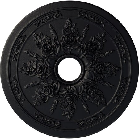 Ekena Millwork Rose and Ribbon Ceiling Medallion (Fits Canopies up to 4"), 23 5/8"OD x 4"ID x 1 1/2"P, Steel Gray CM23ROSGS